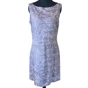 Vintage Y2K French Curve Lavender Floral Sleeveless Sheath Dress 90s whimsigoth